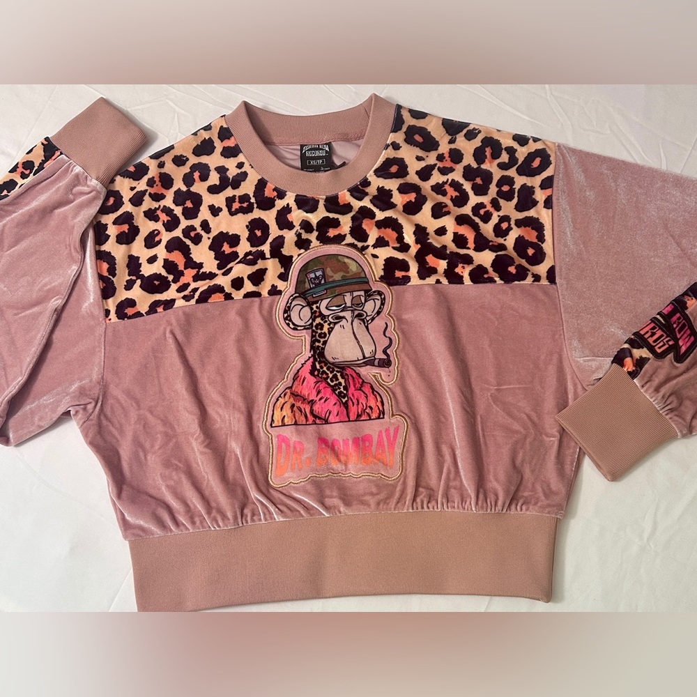 Dr. Bombay Leopard Velour Coral Sweater Size XS Board Ape Yacht Club NFT #6723